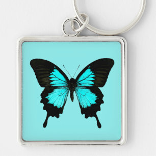 Chaveiro Borboleta - azul e preto de turquesa