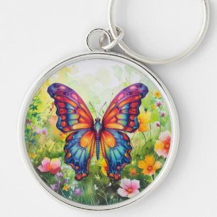 Chaveiro Borboleta Azul Laranja Asas