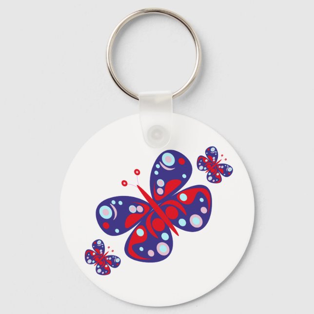 Chaveiro Borboleta azul vetor-curva (Frente)