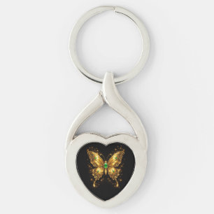 Chaveiro Borboleta Cristal Esmeralda Dourada