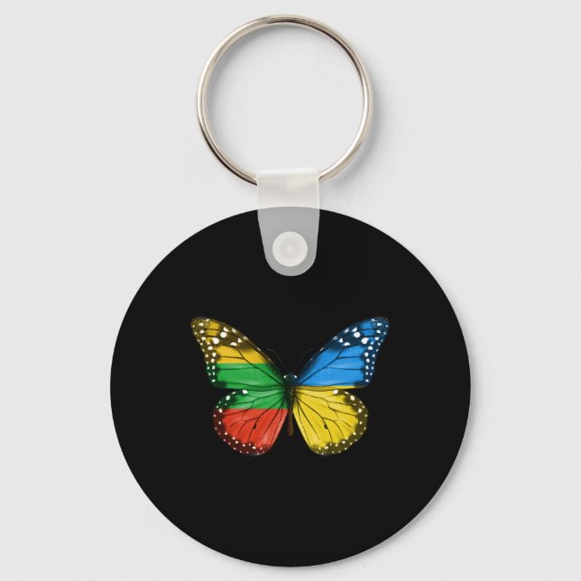 Chaveiro Borboleta da Bandeira Lituana Ucraniana Lituânia U (Frente)