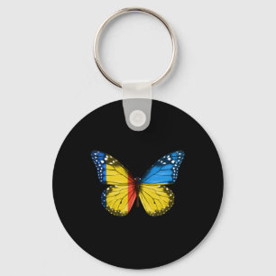 Chaveiro Borboleta da Bandeira Ucraniana Romena Romênia Ucr