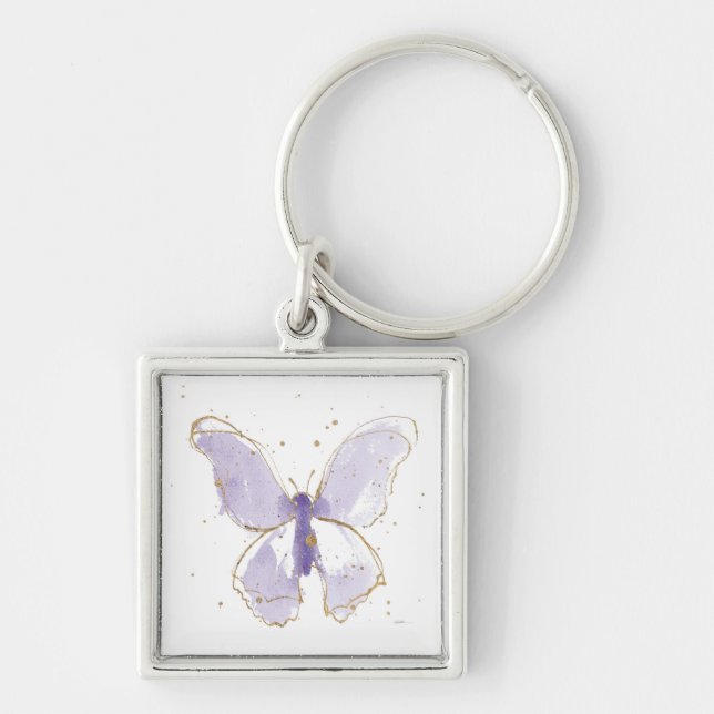 Chaveiro Borboleta de Aquarela Lavanda (Frente)