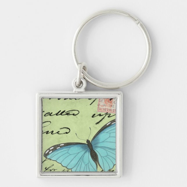 Chaveiro Borboleta de asa azul no cartão postal (Frente)