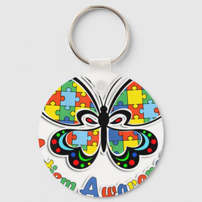 Chaveiro Borboleta de Conscientização do Autismo Esperança  (Frente)