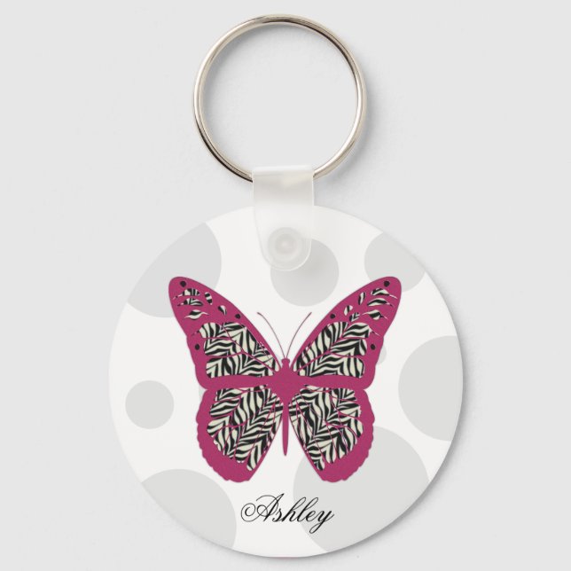 Chaveiro Borboleta de Impressão Zebra (Frente)