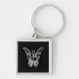 Chaveiro Borboleta de Lua Preta e Branca