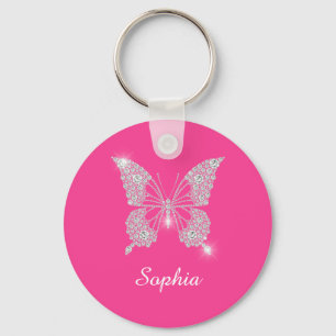 Chaveiro Borboleta Diamante Branco, Nome do Script DIY, Fuc