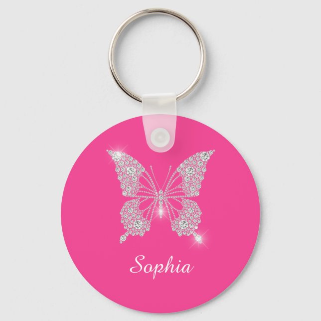 Chaveiro Borboleta Diamante Branco, Nome do Script DIY, Fuc (Frente)