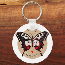 Chaveiro Borboleta E Corações Adicione Nome Da Vintagem Cut