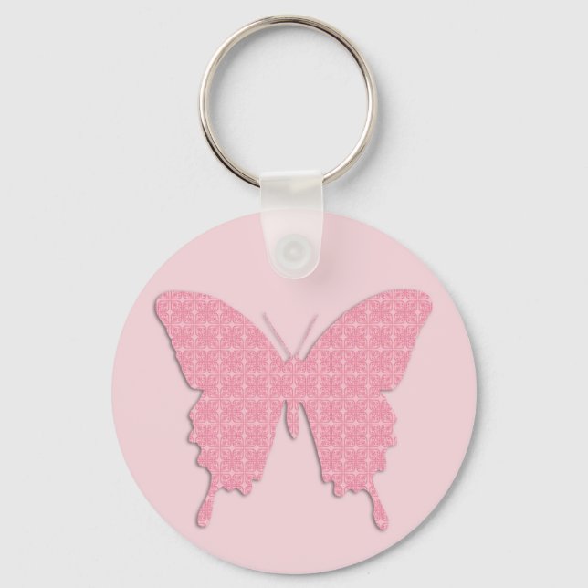 Chaveiro Borboleta em impressão de papel de parede - rosa c (Frente)
