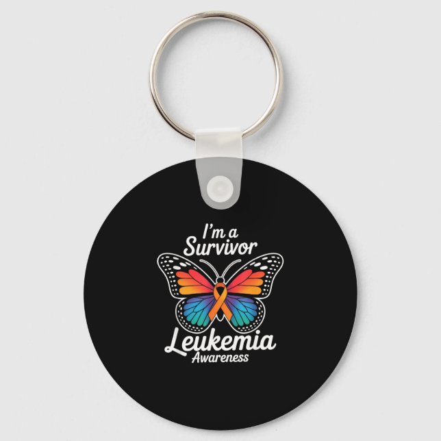Chaveiro Borboleta eu sou um sobrevivente da leucemia laran (Frente)