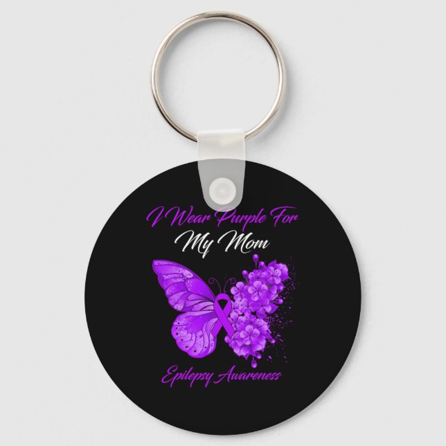 Chaveiro Borboleta Eu Visto Roxo Para Minha Mãe Epilepsia A (Frente)