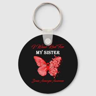 Chaveiro Borboleta Eu Visto Vermelho Para Minha Irmã Cérebr