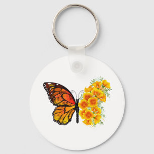 Chaveiro Borboleta Flor com Papagaio Amarelo da Califórnia