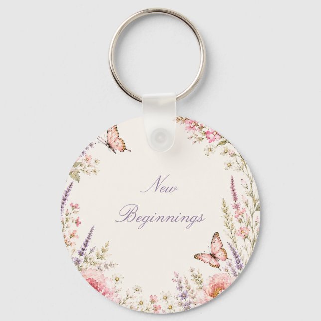 Chaveiro Borboleta Floral Personalizada  (Frente)