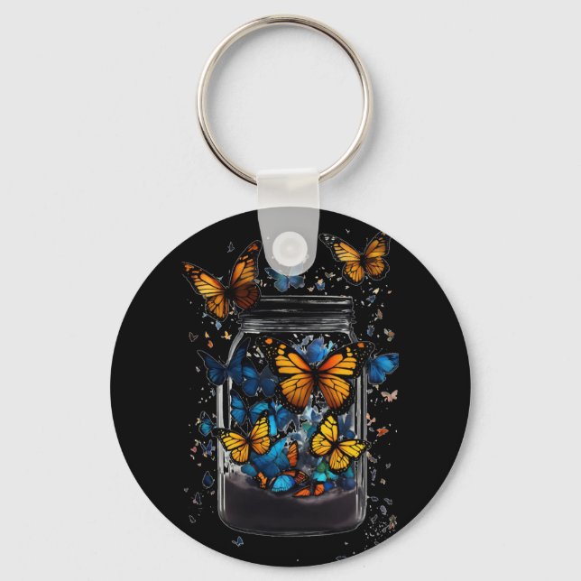 Chaveiro Borboleta fora da garrafa pulseira de chave (Frente)