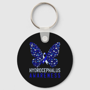 Chaveiro Borboleta Hidrocefalia Mês-Consciência Azul Ribbo