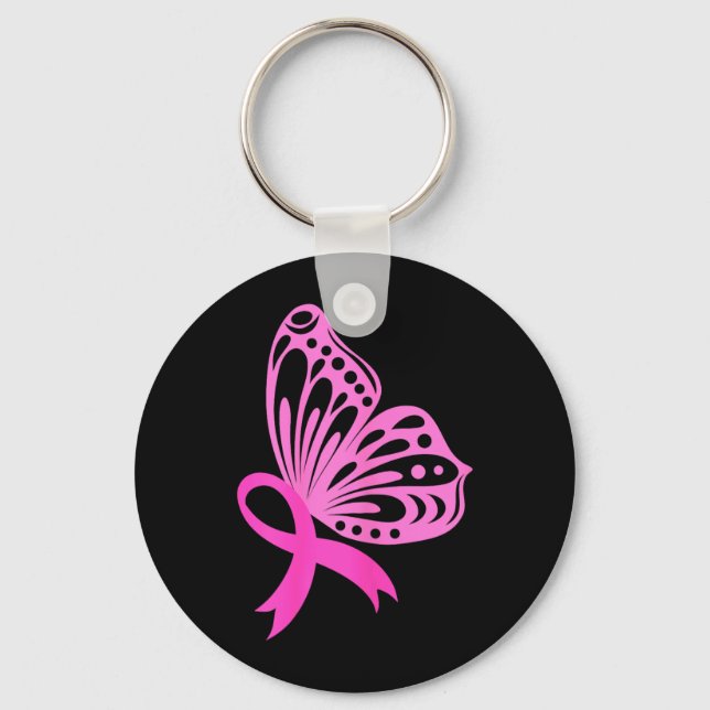 Chaveiro Borboleta Laço Rosa _ Câncer de Mama (Frente)