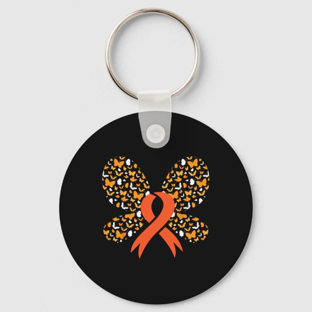 Chaveiro Borboleta Laranja Leucemia Leucemia Survivo (Frente)