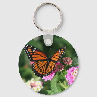 Chaveiro Borboleta Monarca na Flor Lantana