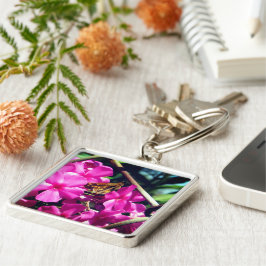 Chaveiro Borboleta na Flor Rosa |