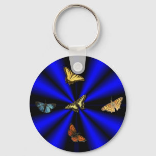 Chaveiro Borboleta no arco-íris preto e azul