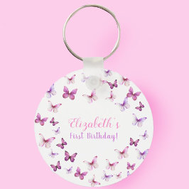 Chaveiro Borboleta Rosa Primeiro Favor do Festa de Aniversá
