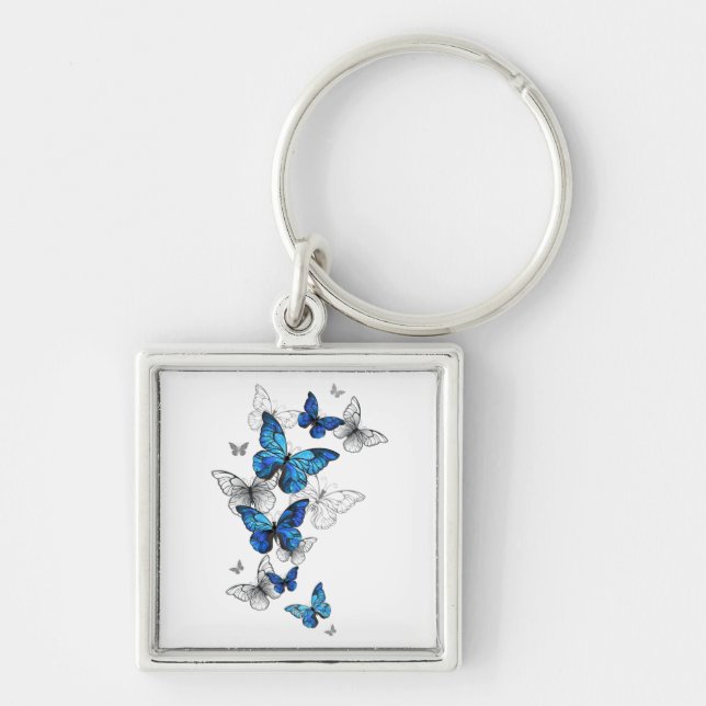 Chaveiro Borboletas Azuis Morpho (Frente)
