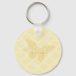 Chaveiro Borboletas de Casamento Amarelo e Branco