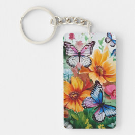 Chaveiro Borboletas e flores