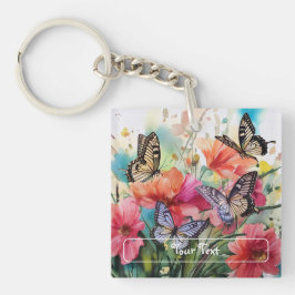 Chaveiro Borboletas e flores