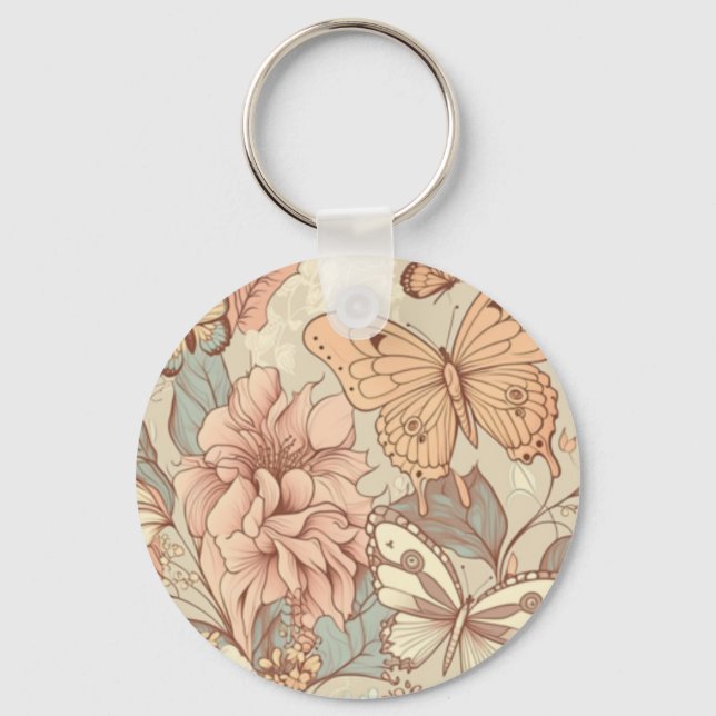 Chaveiro Borboletas e flores (Frente)
