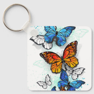 Chaveiro Borboletas voadoras Morpho e Monarca