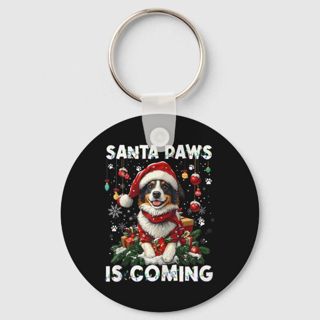 Chaveiro Borda Collie Árvore de Natal Decorações Cachorros (Frente)