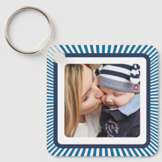Chaveiro Borda Listrada Azul Foto Personalizada