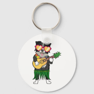 Chaveiro Border Collie Hawaiian Fazendo Ukulele Sum