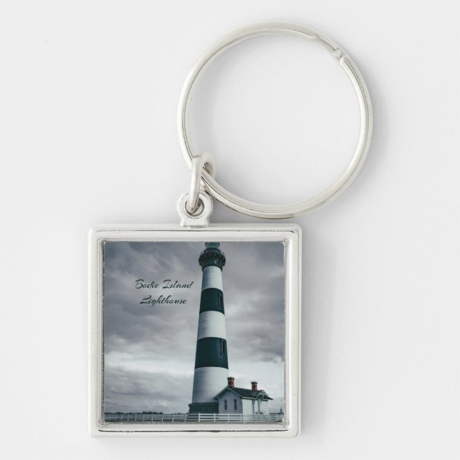 Chaveiro Bordie Island Lighthouse preto e branco (Frente)
