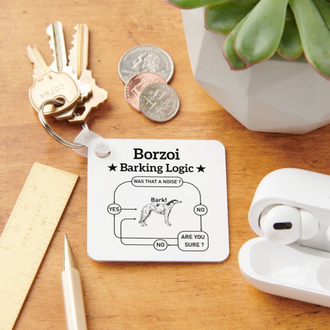 Chaveiro Borzoi Barking Logic Funny Dog Owner Sarcástico (Mesa)