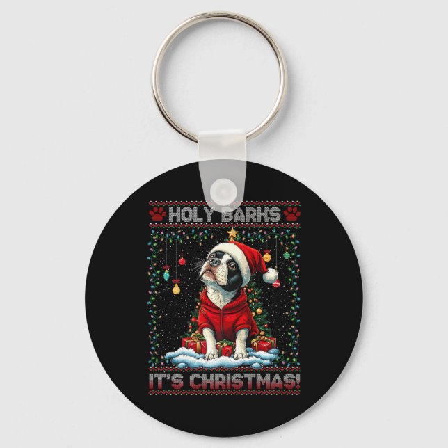 Chaveiro Boston Terrier Árvore de Natal Decorre Cachorro Am (Frente)