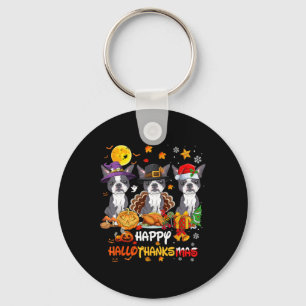Chaveiro Boston Terrier Dog Happy Halloween Ação de Graças 