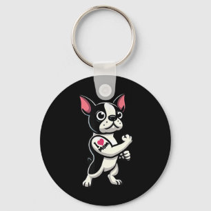 Chaveiro Boston Terrier I Love Mamãe Engraçado Tatuagem De