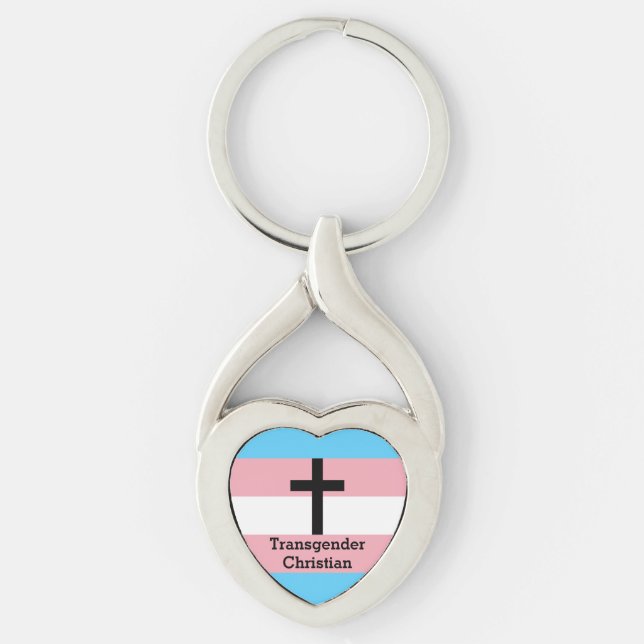 Chaveiro Botão cristão do orgulho do Transgender (Frente)