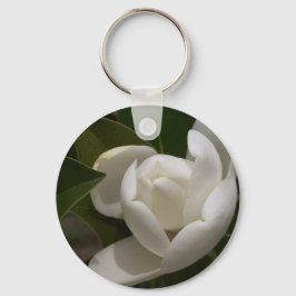Chaveiro Botão de flor de magnólia branca cremosa