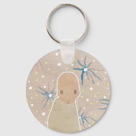 Chaveiro Botão de flores azuis