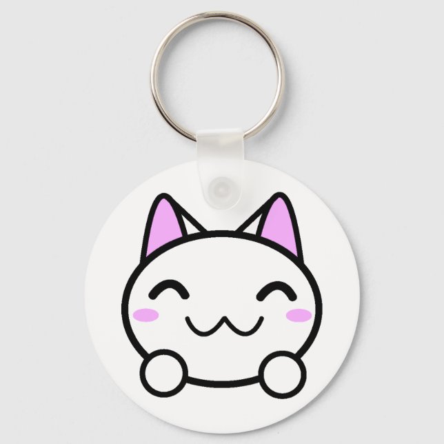 Chaveiro Botão do Gatinho Kawaii (Frente)