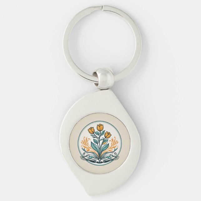 Chaveiro Botão Floral Laranja (Frente)