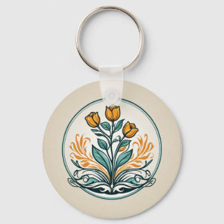 Chaveiro Botão Floral Laranja