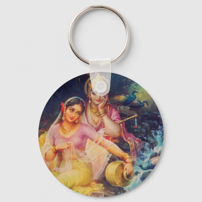 Chaveiro Botão Radha e Krishna (Frente)