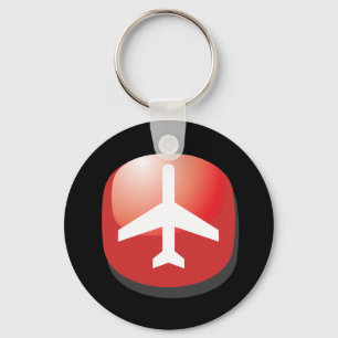 Chaveiro Botão Vermelho do Avião